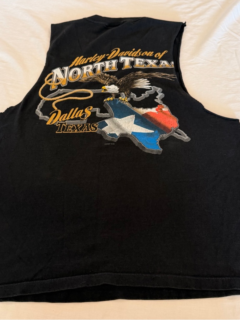 Harley-Davidson Black Tank with Texas Eagle and Flag Graphic